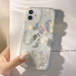 French Retro 3D Butterfly Glitter Phone Case – Elegant Protective Cover - Image 4