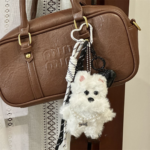 Adorable Westie Plush Keychain – Fluffy Dog Bag Pendant - Image 3