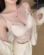 French Lace Padded Camisole Crop Top for Women - Image 3