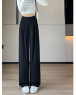 High-Waist Slimming Draped Wide-Leg Trousers - Image 4