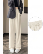 High-Waist Slimming Draped Wide-Leg Trousers - Image 3