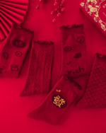 Red Lucky Mid Calf Socks Festive Matching Couple Socks - Image 14