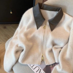 Lazy Soft Knit Zip-Up Cardigan Sweater Women Elegant Outerwear