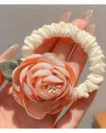 Rose Camellia Floral Scrunchie Hair Tie Elastic Hair Band - Image 7