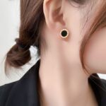 Titanium Steel Roman Numeral Stud Earrings Minimal Luxury Design - Image 4