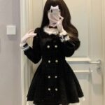 Elegant Ruffle Trim Slim Fit Long Sleeve Mini Dress - Image 3