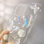French Retro 3D Butterfly Glitter Phone Case – Elegant Protective Cover - Image 6