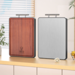 Antibacterial Ultraviolet Wood Cutting Board | Double-Sided Stainless Steel Chopping Block | Mold-Resistant, Durable, and Eco-Friendly Kitchen Board