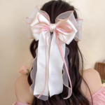 Elegant Jasmine Mesh Bow Hair Clip – Extra Large - Image 7
