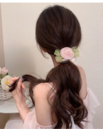 Rose Camellia Floral Scrunchie Hair Tie Elastic Hair Band - Image 13