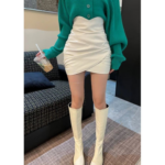 Ruched Faux Leather Mini Skirt – Slimming & Trendy High-Waist Design - Image 7