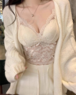 French Lace Padded Camisole Crop Top for Women - Image 9