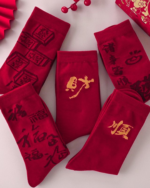 Red Lucky Mid Calf Socks Festive Matching Couple Socks - Image 19
