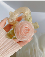 Rose Camellia Floral Scrunchie Hair Tie Elastic Hair Band - Image 8