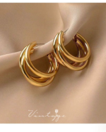 Gold Metal Hoop Earrings – Retro Elegant Design - Image 10