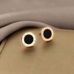 Titanium Steel Roman Numeral Stud Earrings Minimal Luxury Design - Image 9