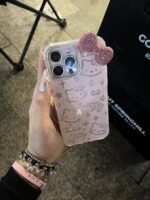 Hello Kitty Rhinestone Bowknot Full Coverage Phone Case for Apple Phones - Image 4