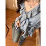 Cinched Waist Spring Blouse for Women - Image 4