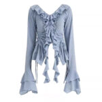 Cinched Waist Spring Blouse for Women - Image 10