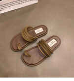 Roman Royal Toe Ring Flat Slippers for Women – Outdoor Sandals - Image 11