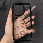 Cute Black Cartoon Hello Kitty Phone Case – Shockproof Protective Cover for iPhone 16 Pro Max, 15 Pro Max, 14 Pro, 14 Plus, 13, 12 - Image 3