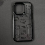 Cute Black Cartoon Hello Kitty Phone Case – Shockproof Protective Cover for iPhone 16 Pro Max, 15 Pro Max, 14 Pro, 14 Plus, 13, 12 - Image 2