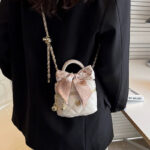 Rhombus chain shoulder crossbody mini square bucket bag - Image 2