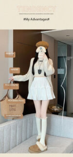 High-Waist Bow Tiered Lace Ruffle Mini Skirt - Image 2