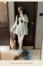 High-Waist Bow Tiered Lace Ruffle Mini Skirt - Image 8