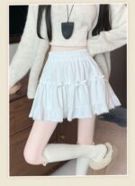 High-Waist Bow Tiered Lace Ruffle Mini Skirt - Image 7