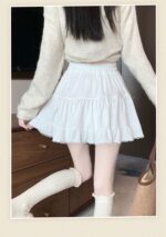 High-Waist Bow Tiered Lace Ruffle Mini Skirt - Image 6