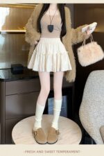 High-Waist Bow Tiered Lace Ruffle Mini Skirt - Image 4