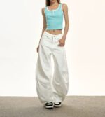 High-Waist Curved-Leg Clean Fit Casual Pants - Image 3