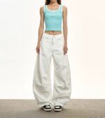 High-Waist Curved-Leg Clean Fit Casual Pants - Image 10