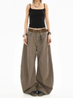 High-Waist Curved-Leg Clean Fit Casual Pants - Image 4