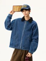 Retro Washed Blue Clean-Fit Denim Jacket for Men - Image 5