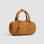 Retro Suede Bowling Shoulder Bag - Image 6