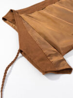 Brown Suede Layered Tie V-Neck Crop Vest - Image 8