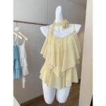 Korean Ruffled Chiffon Camisole – Dopamine-Inspired Pure Desire Style - Image 10