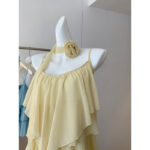 Korean Ruffled Chiffon Camisole – Dopamine-Inspired Pure Desire Style - Image 2