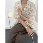 Elegant Floral Cuban Collar Ice Silk Shirt - Image 3