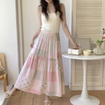 Floral Cotton-Silk Loose Skirt - Image 11