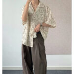 Elegant Floral Cuban Collar Ice Silk Shirt - Image 2