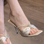 Square Toe Nude Champagne High Heels – Diamond Strap Elegance - Image 2