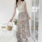 Floral Cotton-Silk Loose Skirt - Image 5