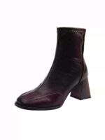 Square Toe Stretch Ankle Boots genuine leather - Image 7