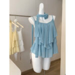 Korean Ruffled Chiffon Camisole – Dopamine-Inspired Pure Desire Style - Image 7