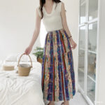 Floral Cotton-Silk Loose Skirt - Image 8