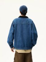 Retro Washed Blue Clean-Fit Denim Jacket for Men - Image 4