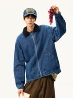 Retro Washed Blue Clean-Fit Denim Jacket for Men - Image 3